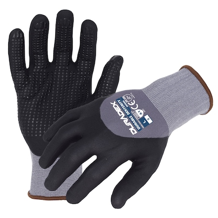Azusa Safety Coated Work Gloves, Nitrile/Polyurethane, Utra-Fine Micro-Foam, 3/4 Coating, Grey/Black, XL-10 1 PR DX1060